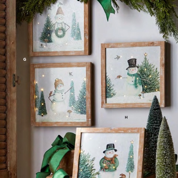 Vintage inspired Winter Woodland Snowman Light Up Picture - Picture 6 of 6